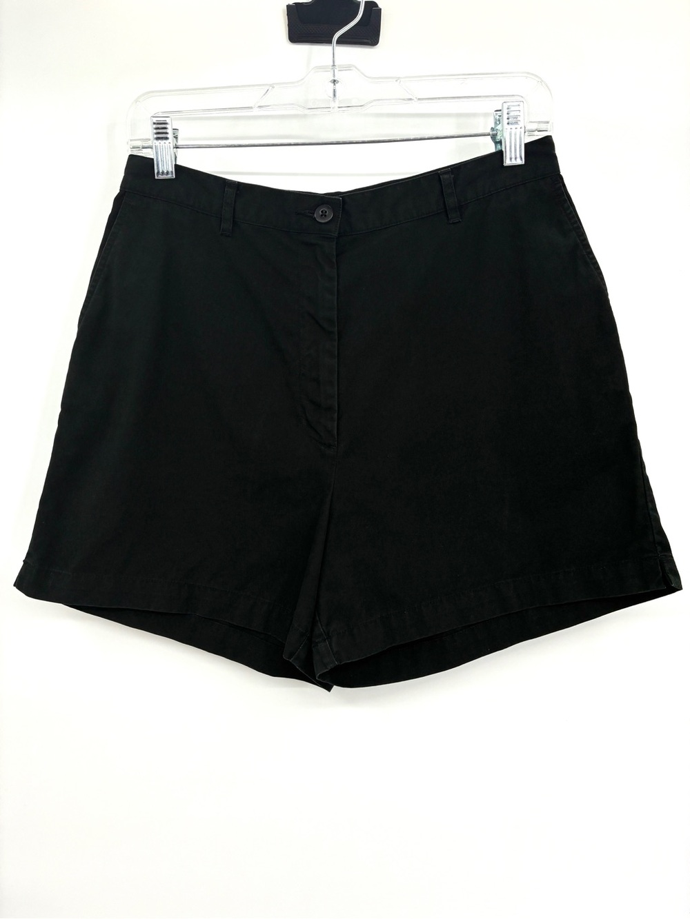 Eddie Bauer Women Black Dressy Preppy Chino 4” Shorts 100% Cotton Waist 27” Sz 8